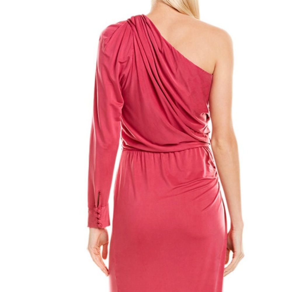 Young fabulous and broke Valentine’s pink one shoulder dress